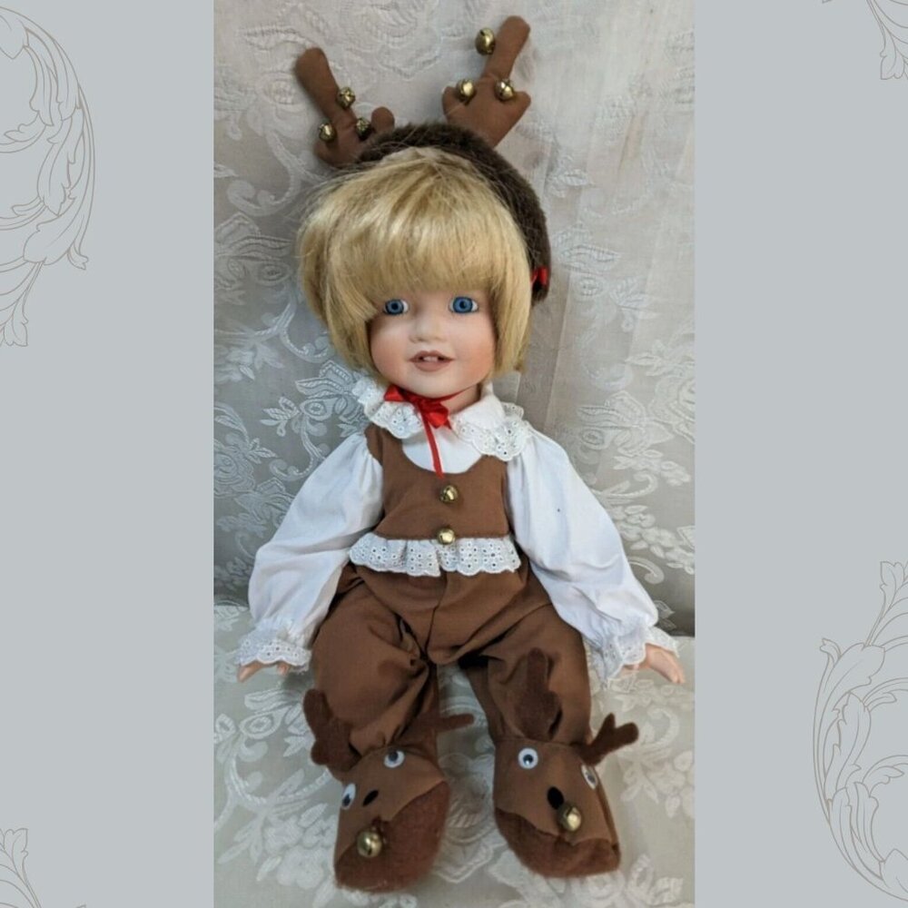 Vintage 1995 Jason Craft House Of Lloyd Baby Doll Dressed as a Reindeer